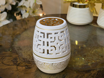 White Bakhoor Burner Set with 2 Premium Bakhoors + Coals