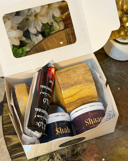 Wooden Bakhoor Burner Set with 2 Premium Bakhoors + Coals