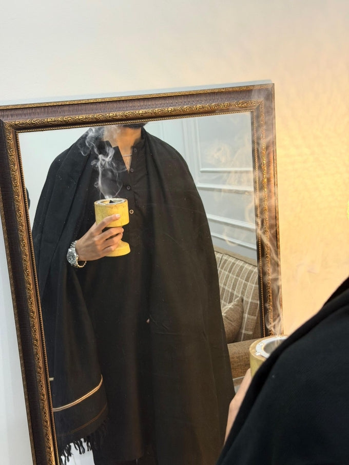 Wooden Bakhoor Burner Set with 2 Premium Bakhoors + Coals